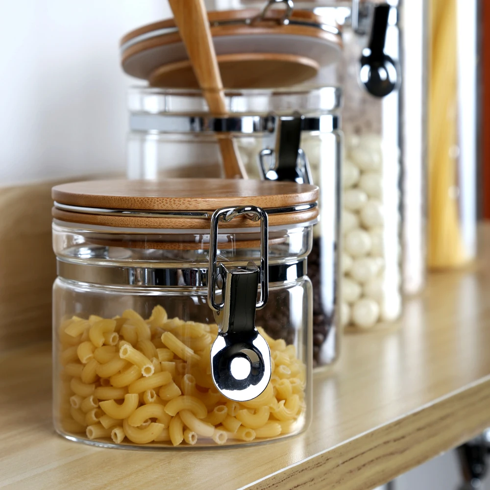 
2019 high quality factory price Bamboo Buckle cover glass jar 