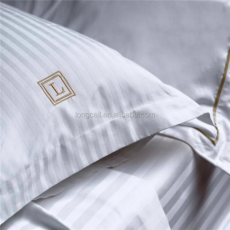 Best Choice Sheet Printed Bed Linen Set Hotel Satin Stripes