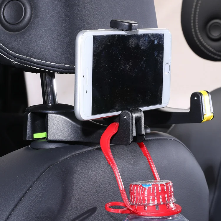 
2 Pcs Car Vehicle Multi-Functional Seat Headrest Bag Hanger Hook Holder Seat Headrest Hanger Hanging Holder Double Hooks 