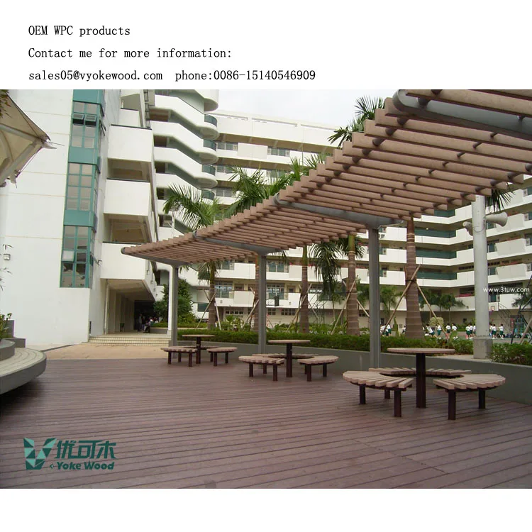 China Factory OEM Terrasse Outdoor Gazebo Pergolas WPC Wood Plastic Composite Pergola