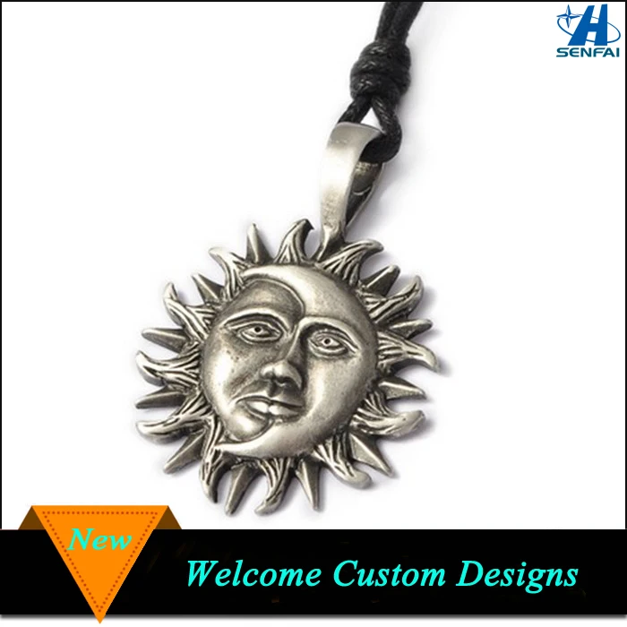 Alibaba china antique silver moon and sun pendant for necklace
