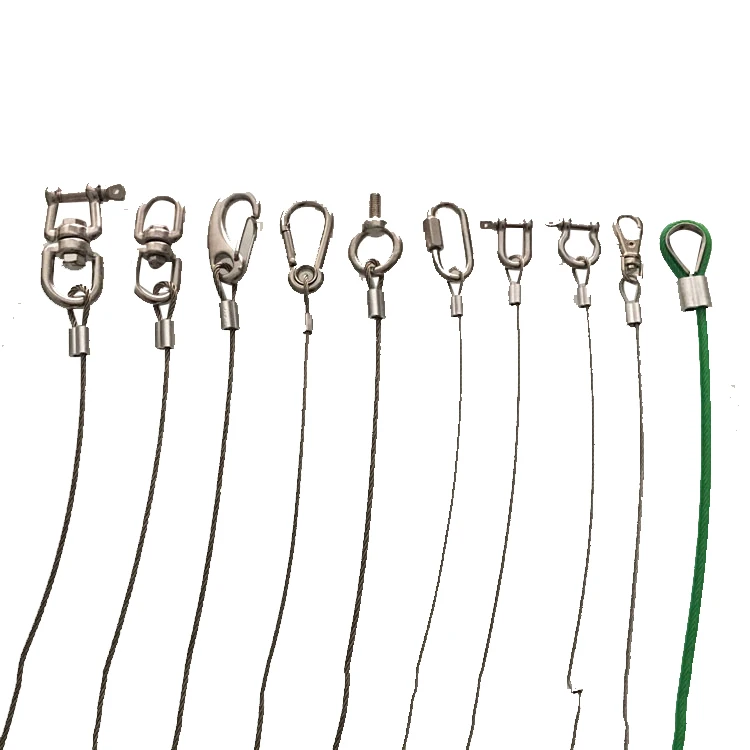 Customer Customized PVC Coated 7x7 Steel Wire Rope Spring Tether Coil Tool Lanyard with High Quality