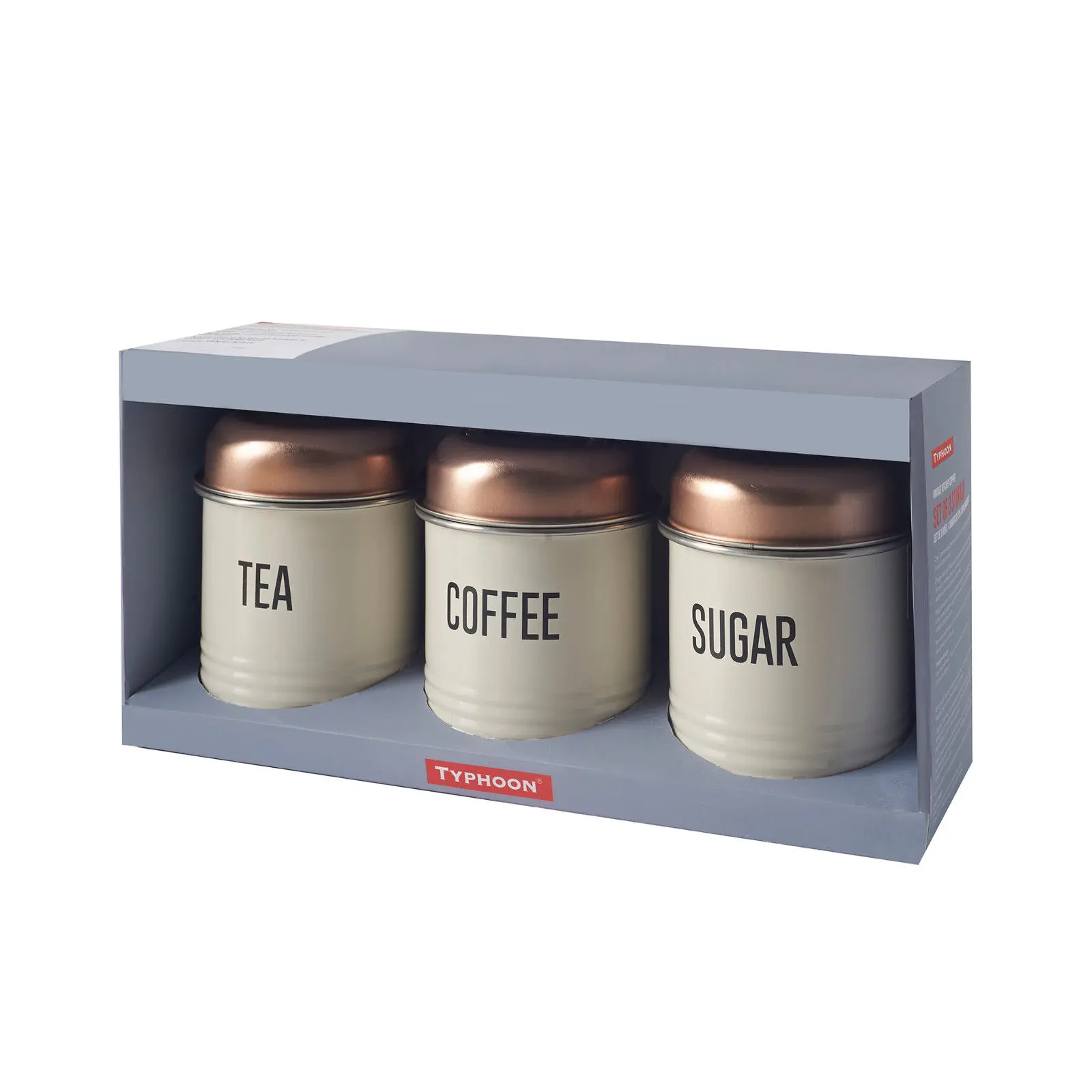 Lesser & Pavey Sweet Home Tea Coffee Sugar Canister Metal, Grey