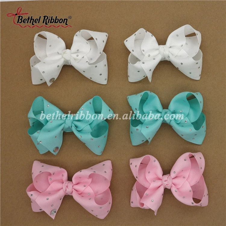 Rhinestone alligator 8 inch large baby hair bow clip for girl