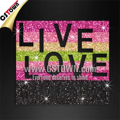 Живая Любовь гимнастика буквы Стразы Горячая фиксация украшения для футболок