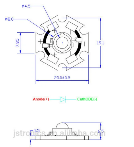 Super brightness bridgelux 45mil high power led 3W warm white with PCB star