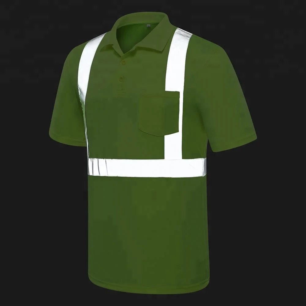 Custom logo factory supply reflective breathable quick-dry polo shirt with pocket