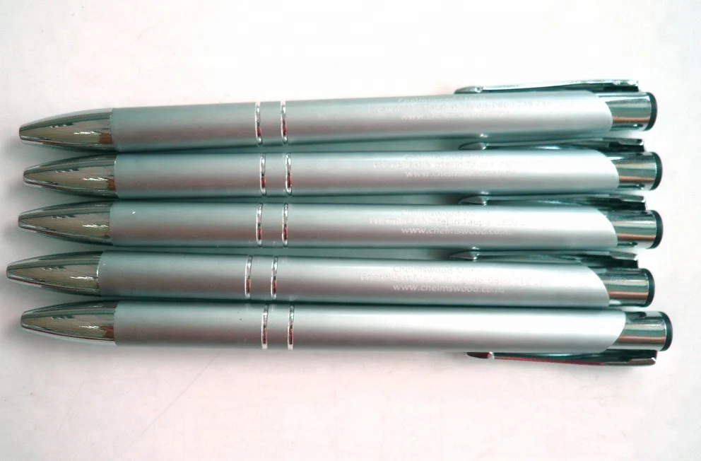 Gift Business Retractable Silver Ballpoint Pens With Black Ink