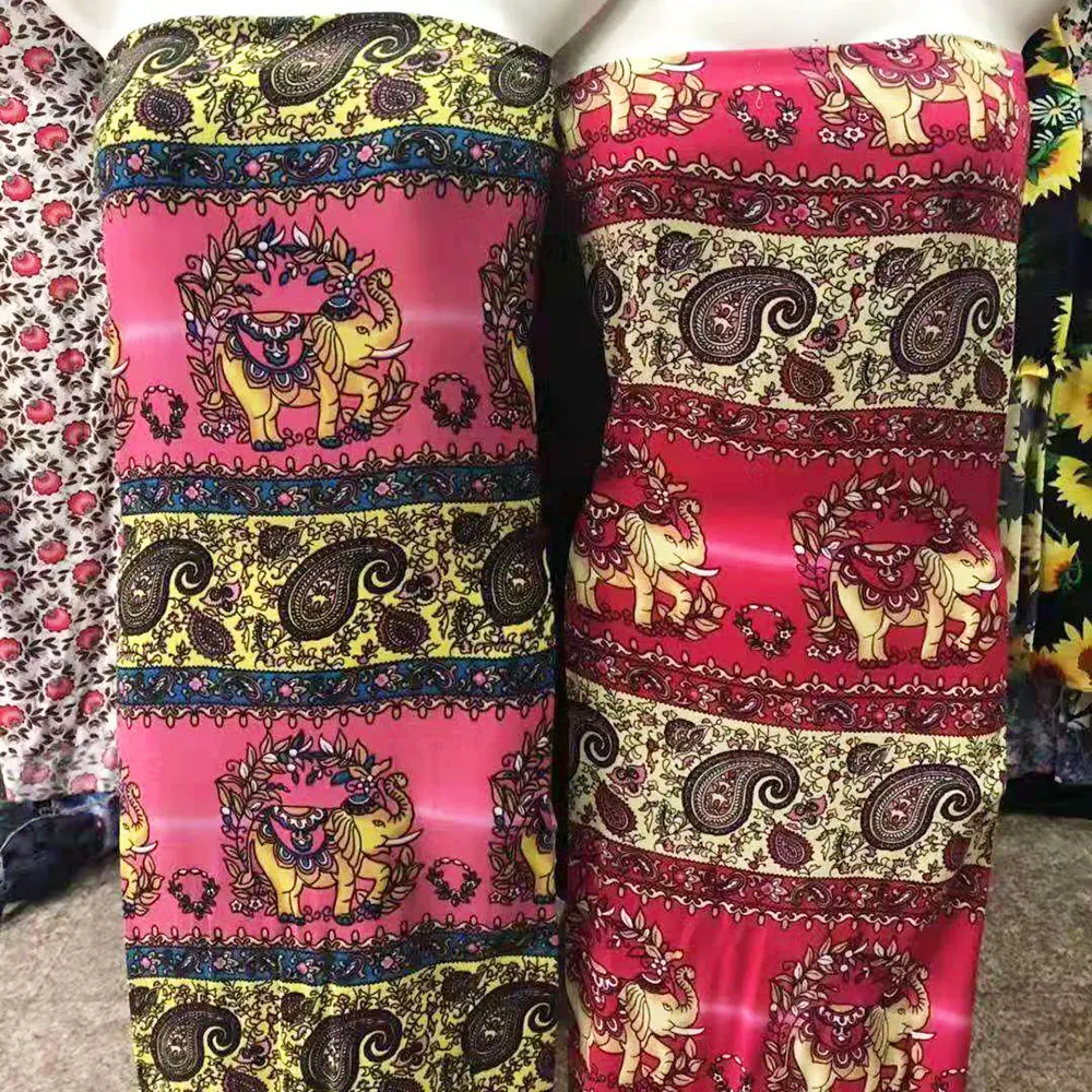 fashion factory price challis elephant print rayon fabric for dress