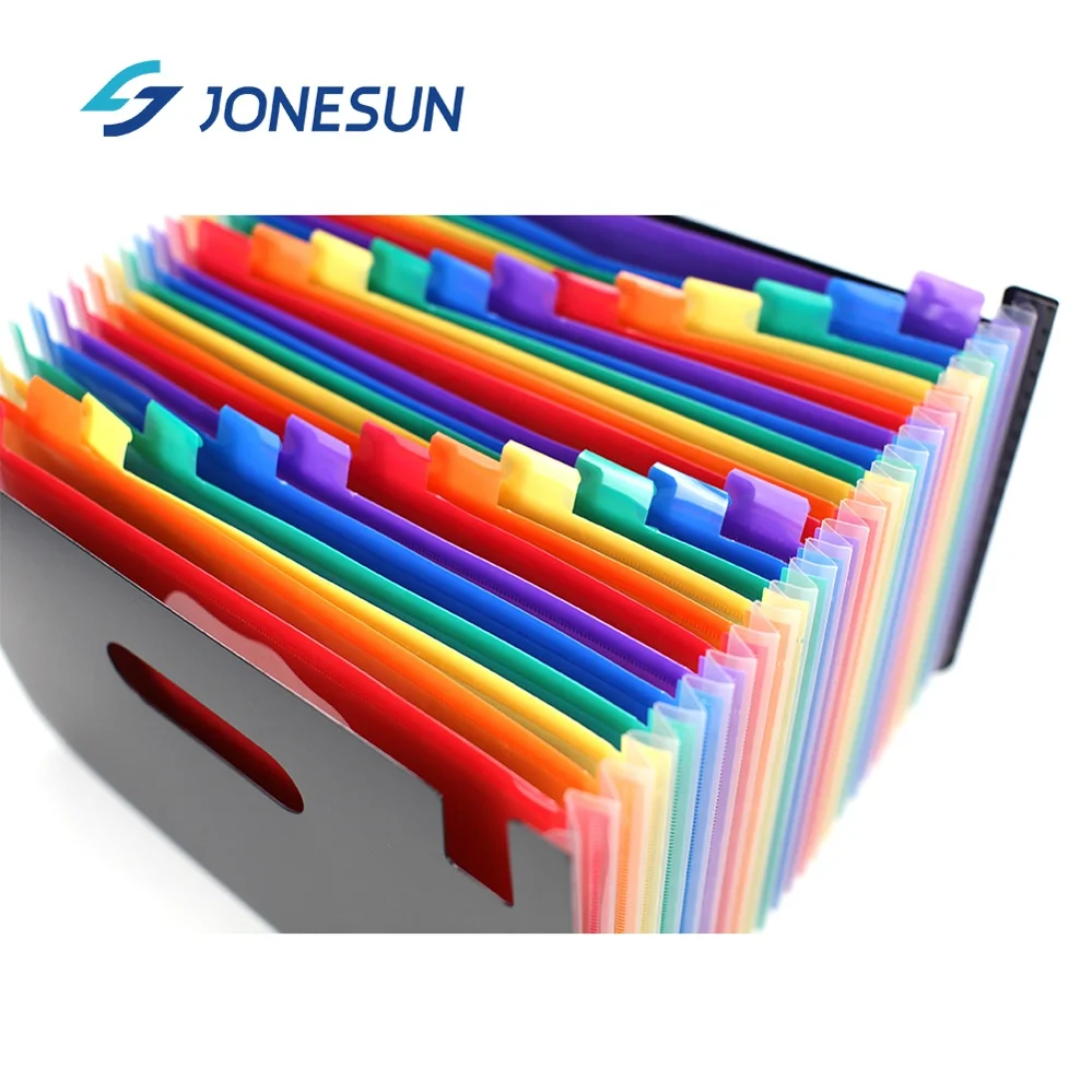 wholesale high quality A4 pp plastic 24 pockets classification folder organizer expanding file with handle