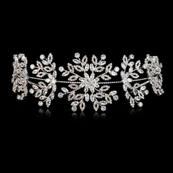 Echsio High Quality Women Accessories Tiara Crown Fine Zircon Charm Women Crown For Noble Lady Sliver Plating Jewelry BC4687