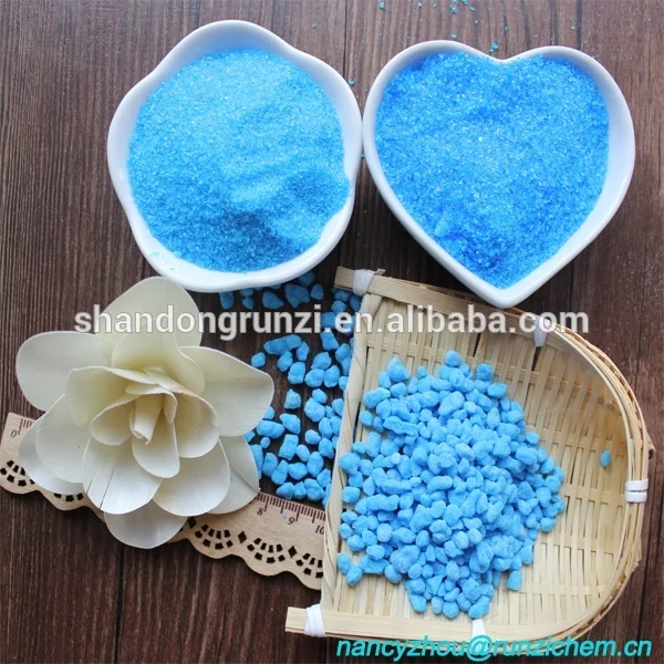 Cu 24% Fertilizer uses blue colour of Copper sulphate pentahydrate crystals