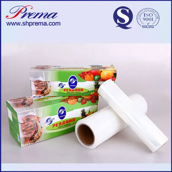 
China Top 5 Honest Manufacturer 8~20 micron Food Grade PVC Cling Film food wrap with Cutter Box 