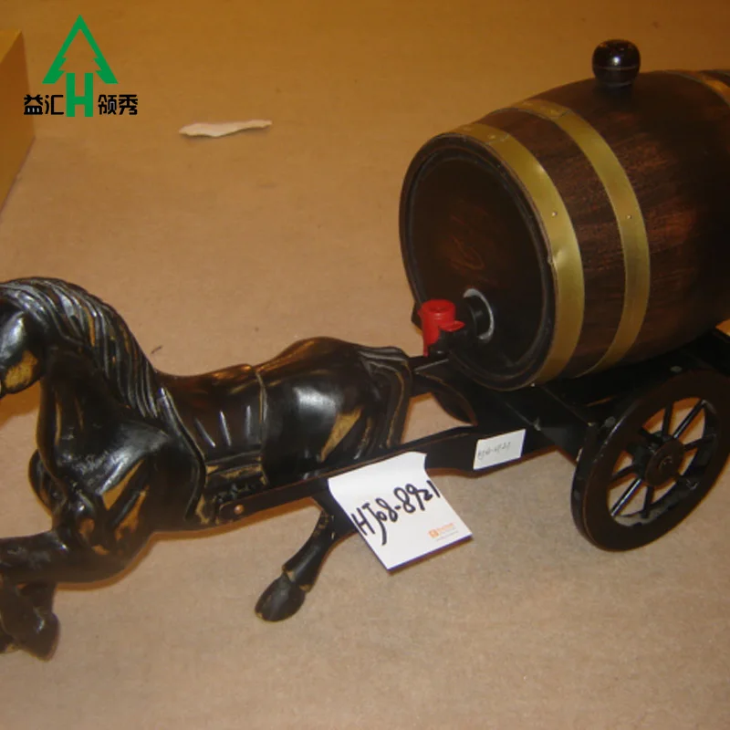 
Wood Ice Wine Beer Barrel Bucket With Horse Stand 