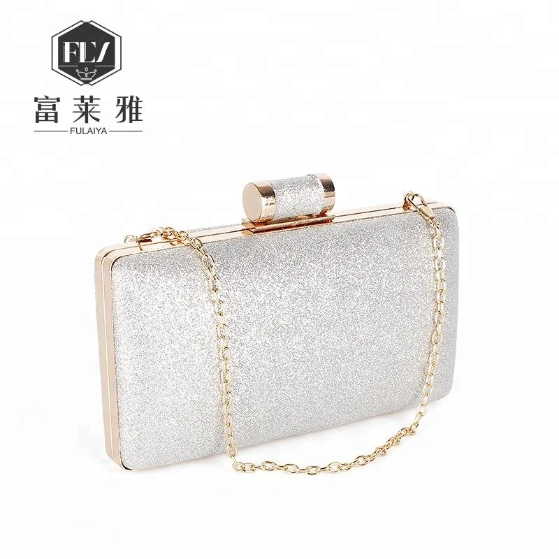 Classy glitter clutch bag luxury ladies evening bags with chain