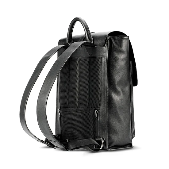 Korea famous brand 25l black school bag pu leather backpack with cooler compartment