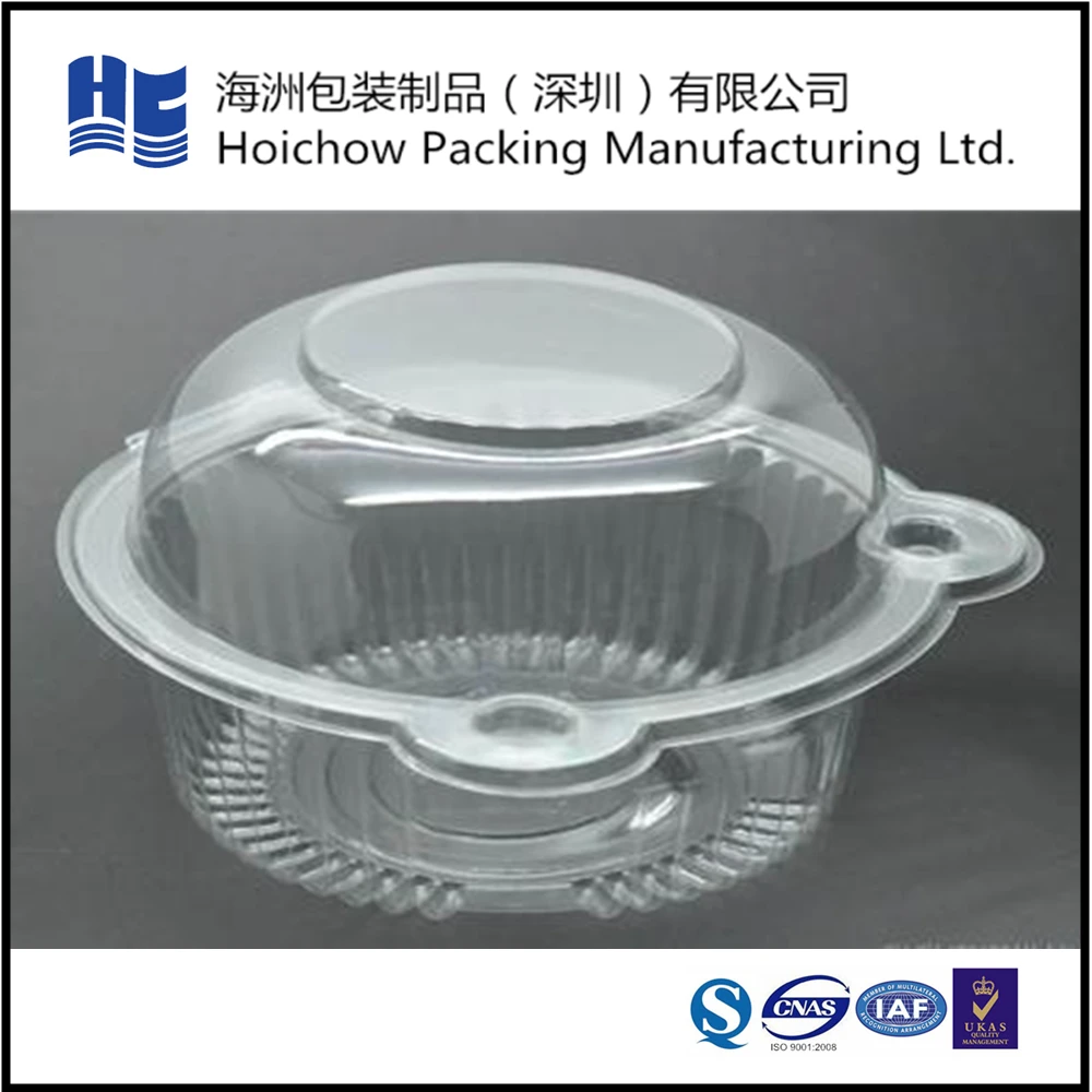 Clear Plastic Clamshell Packaging Round Box For Salad With PET Material