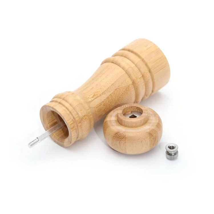 Good Price Round 2pcs Bamboo Salt Shaker and Pepper Mill Grinder Set
