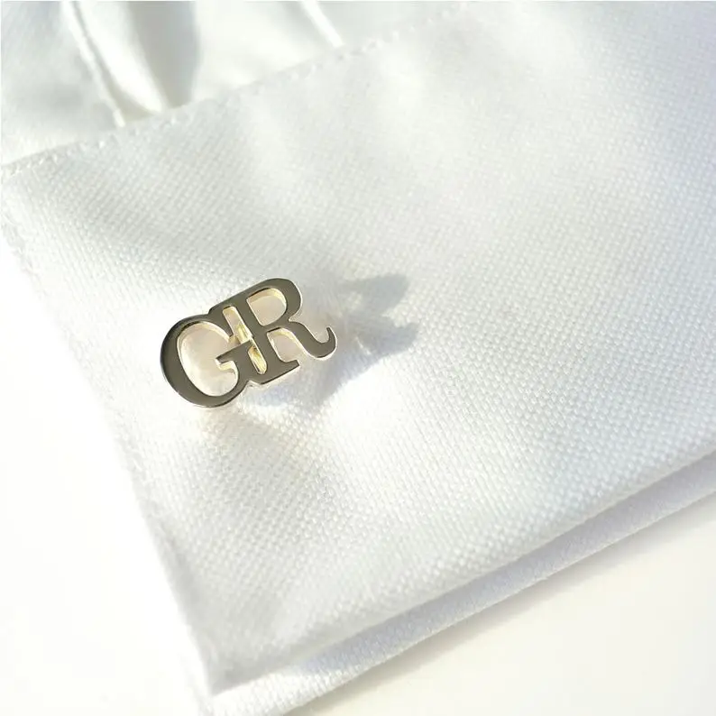 Wholesale Two Initial Cuff links Personalized Silver Cufflinks OEM