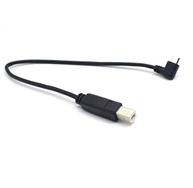 Custom Black Right Angled 90 Degree Micro USB to Standard USB B Type Printer Cable