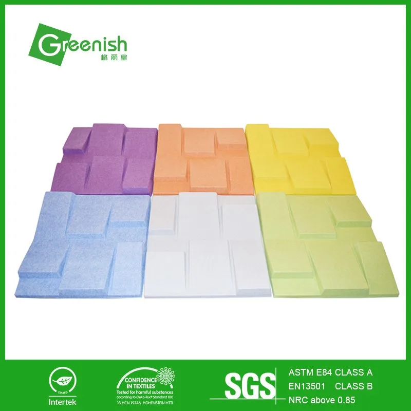 Ecofriendly embossed polyester fiber 3d acoustic wall panel