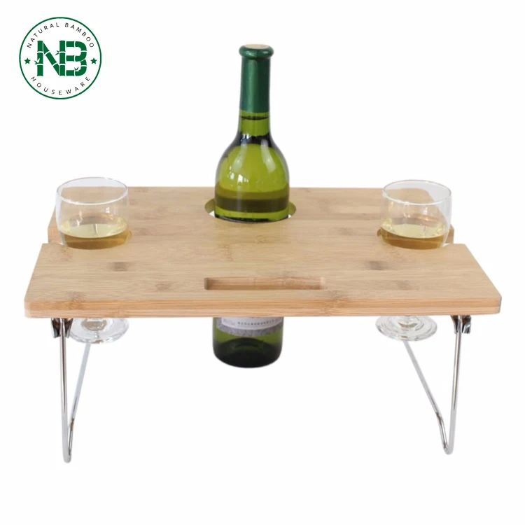 Подставка для стакана для вина, поднос, столик-бамбук/складной столик для закусок на 2 бутылки, бокал для вина