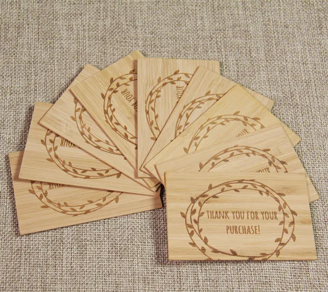 Thank you card Bamboo Wood cheap handmade laser engraved card