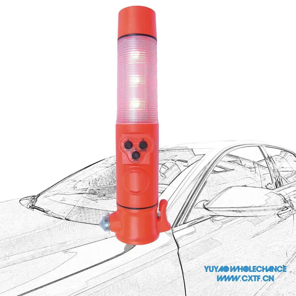 
Multifunctional Siren Sound Alarm Car Emergency Hammer for Glass Breaking with Beacon Light 