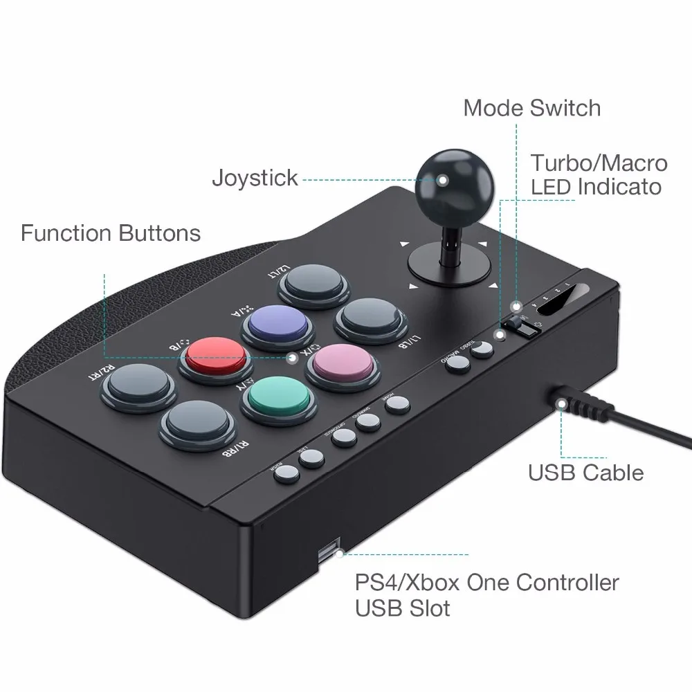 PXN-0082  USB Arcade Fight Stick Game Player Accessories for PC/PS3/PS4 /Xbox one&series/Xbox one/Switch
