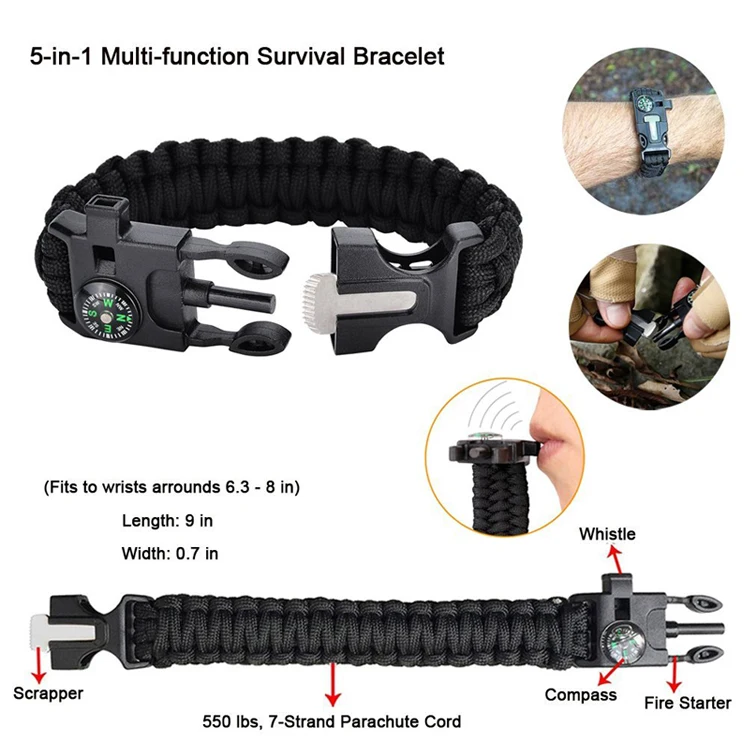 Manufacturer wholesale 550 paracord survival bracelet with logo