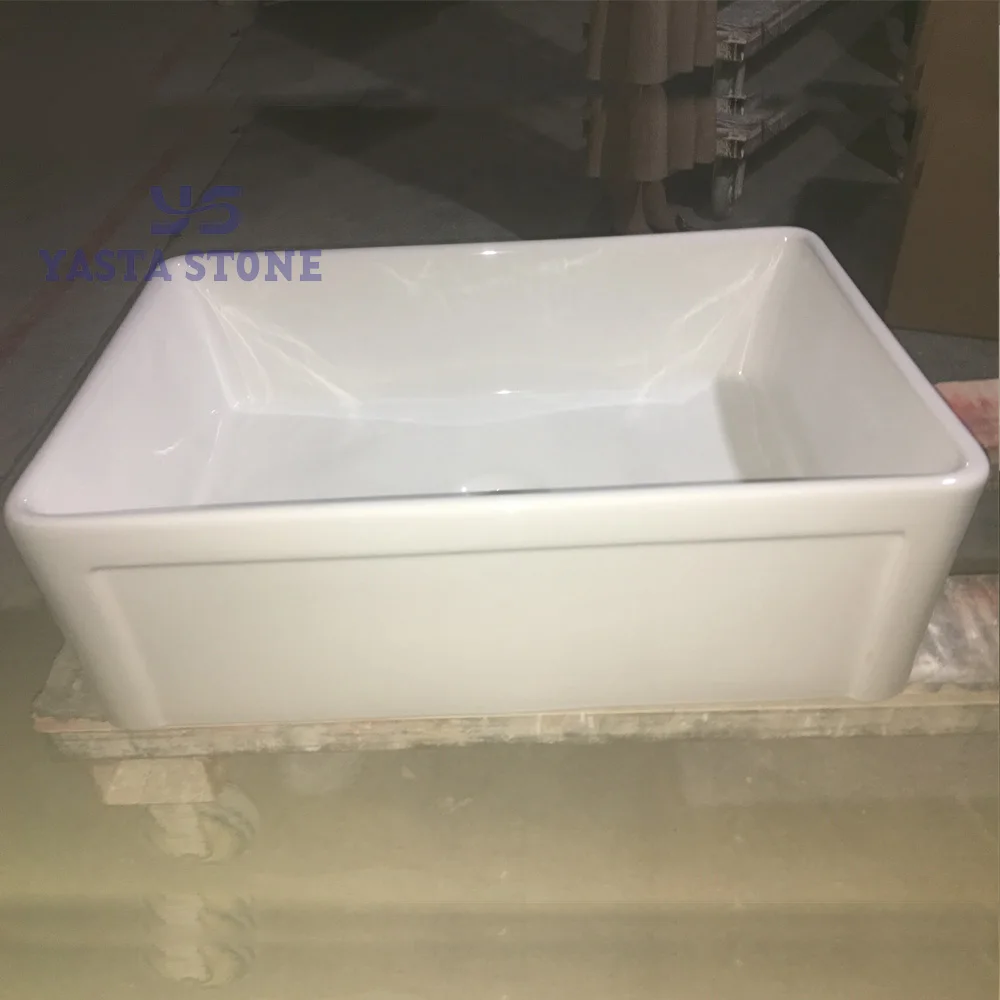 Белые керамические раковины с одной чашей из огненной глины и загородные кухонные раковины