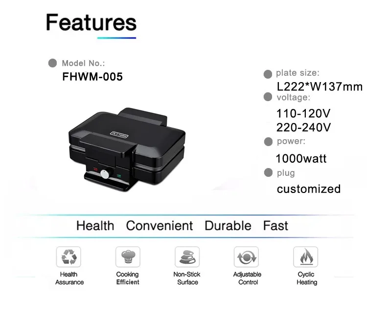 Electric Waffle Maker With Auto Clip Lock