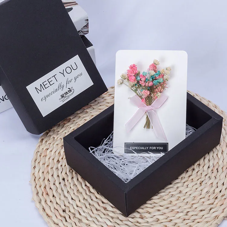 Оригинальная Подарочная коробка на День святого Валентина, рождественский подарок, мини-букет, поздравительная открытка с сухими цветами