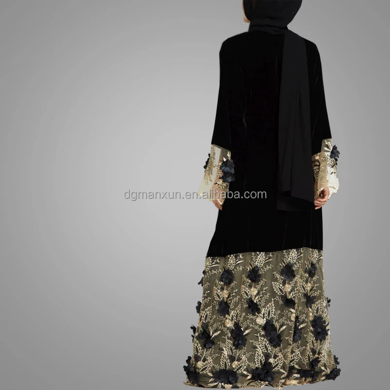 Wholesale Online South Indian Sexy Girls Picture Cheap Open Abaya Most Beautiful Lace Flower Kimono Abaya