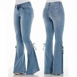 Wholesale Wash Slimming Micro Flared Jeans Loose Women Trousers