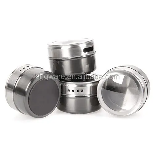 set of 3 12pcs spice tins round spice rack kitchen accessories kitchen tools stainless steel magnetic spice jar