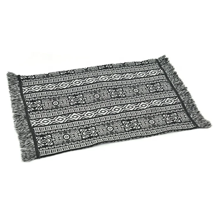 
Wholesale home textile fringes black placemats printed woven fabric table mat placemat dining mat plate mat 