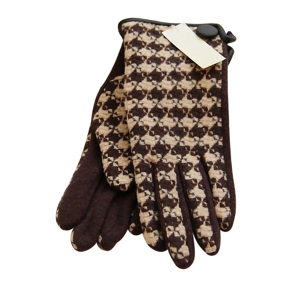 Модные женские кашемировые теплые варежки с узором в клетку для вождения