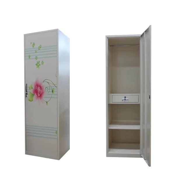 Multi-purpose single door flower painted home metal almirah designs with price
