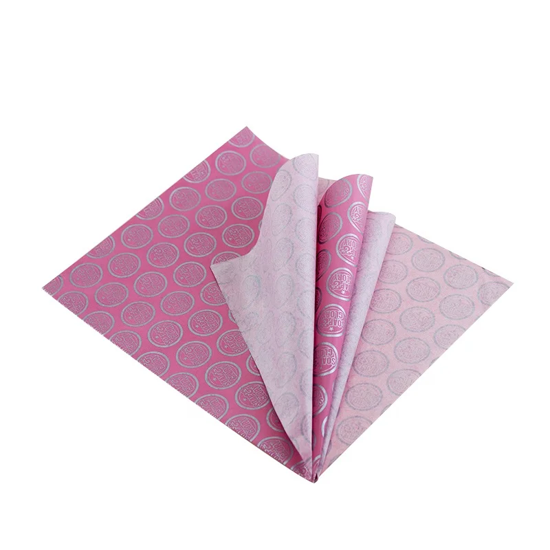 FSC High Quality Pink Color Printed Tissue Paper Gift Wrapping Paper