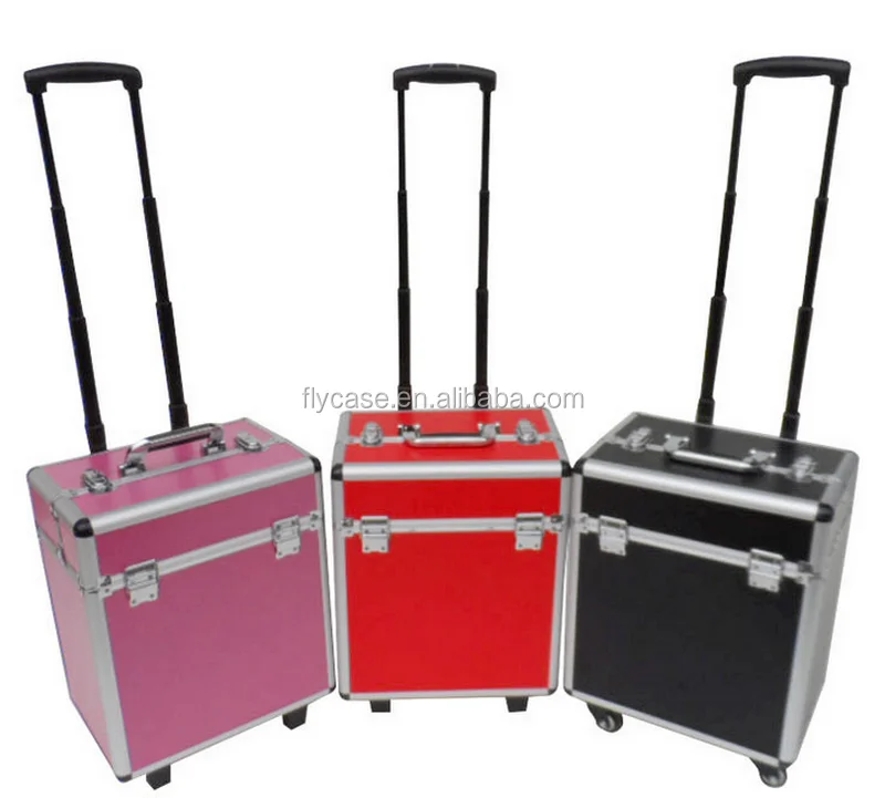 Hot Selling Good Quality Aluminum Black Cosmetic Make Up Trolley Case With Hard Abs