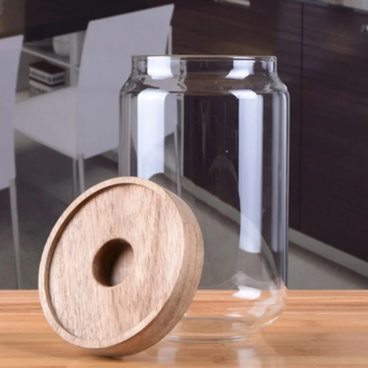 eco friendly cookie honey glass jars storage containers with acacia wood lid