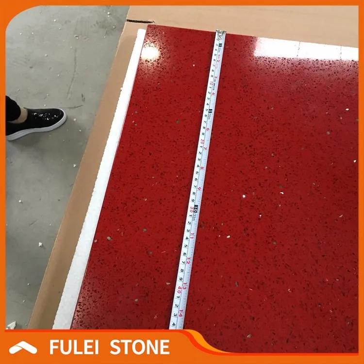 Wholesale Composite Red Sparkle Quartz Stone Countertop Price India