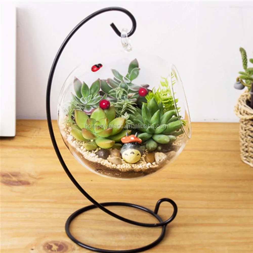 hot sale mouth blown glass with round bottom terrarium fish flower vase