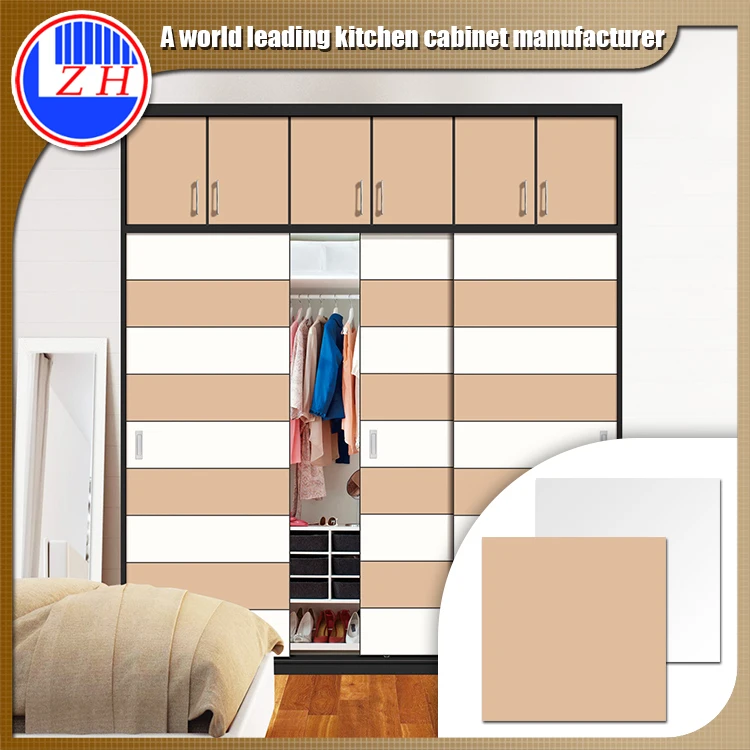 Korean supper matt wardrobe PETG sliding doors with mirror inside