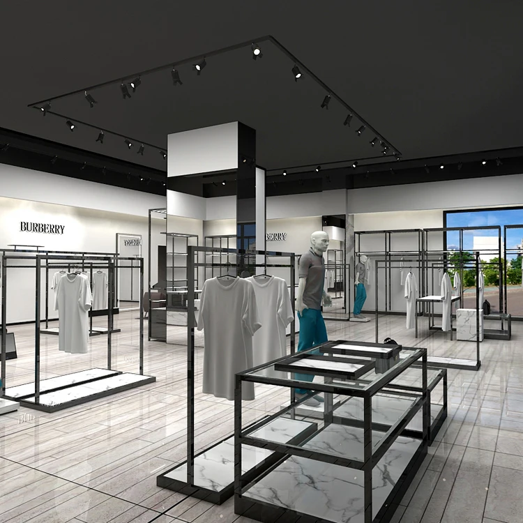 Retail Shop Garment Hanging Display Stand Racks For Clothing Store