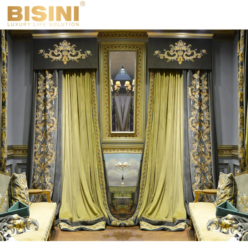 French thickening Dutch flannel villa curtain brand high-grade new classical fine embroidery curtain Nagaro(BY12-A10011)