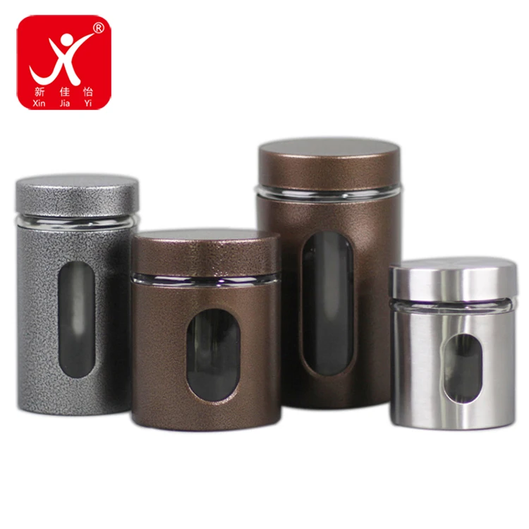 Xin Jia Yi Packaging Glass Metal Boxes Round Green Tea Gift Container tea packaging tin can Clear Window coffee tea tin jars