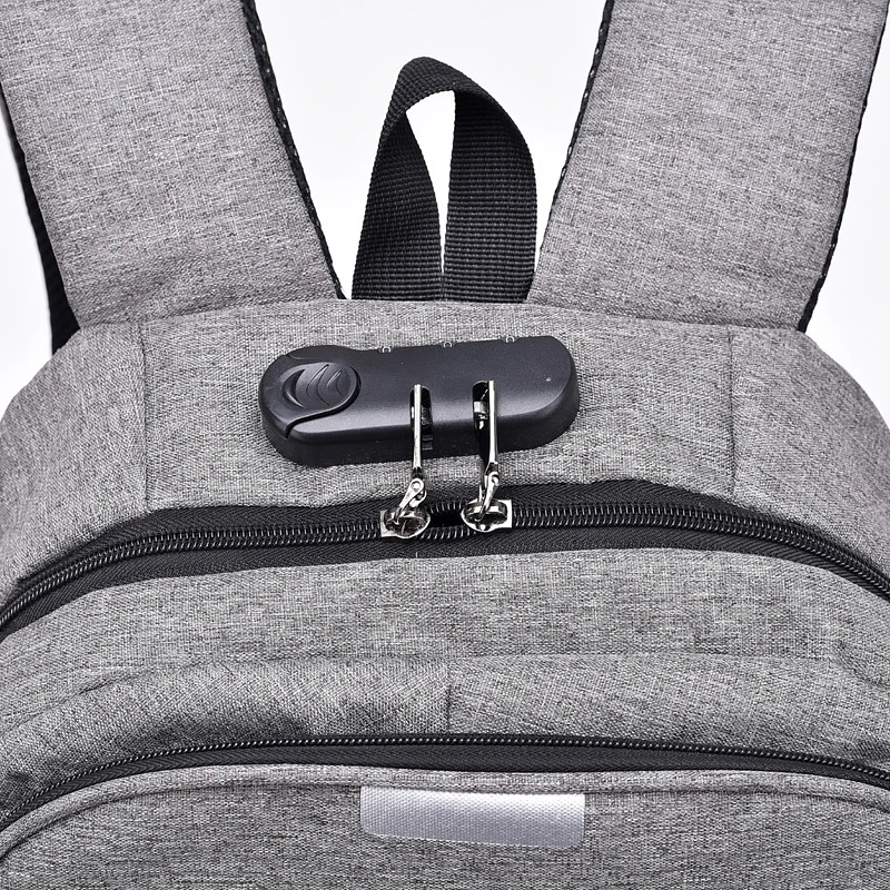 custom 15.6 inch 17 inch  black computer back pack waterproof laptop usb backpack  with coded lock for men