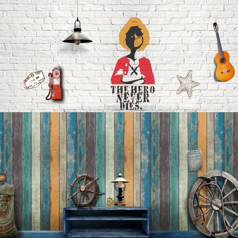 YIYAO Waterproof PVC designs wallpaper retro wood wall paper photo